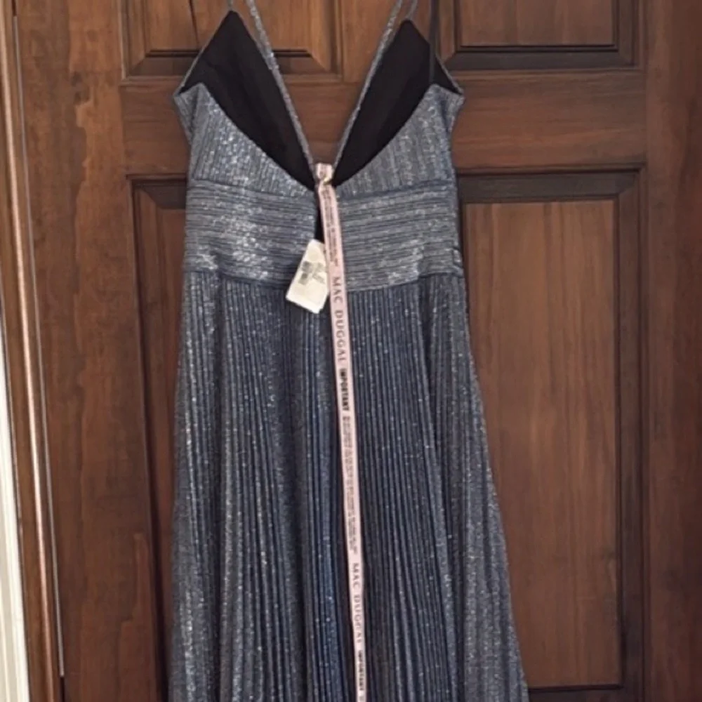 Mac DUGGAL Pleated Empire-Waist Long A-Line Dress 30725 Blue/Silver - Picture 8 of 14